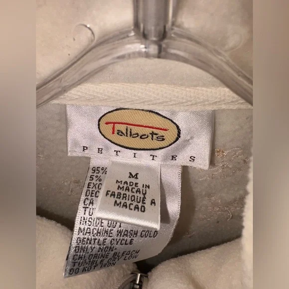 Talbots Cream Fleece Jacket - Picture 2 of 4